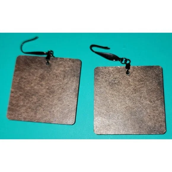 Women's Fashion Jewelry Ew, People Black Cat's Square Earrings Dangle Blue Black - Picture 3 of 4